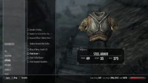 Skyrim inventory armour